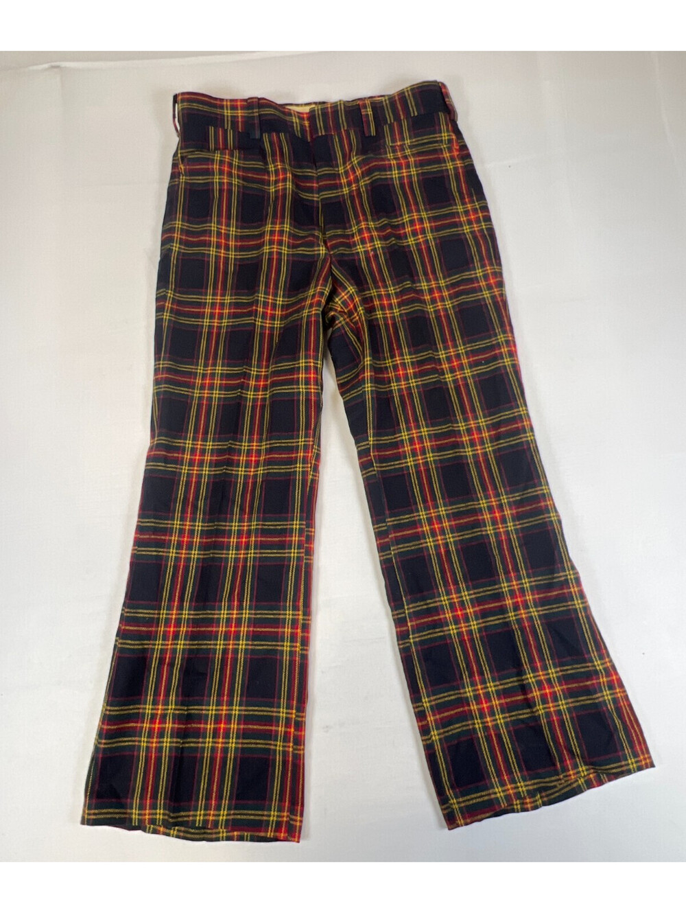 John Pomer Men 32x28 Black Multi Tartan Plaid Vintage Wool Dress Trousers - Picture 4 of 9